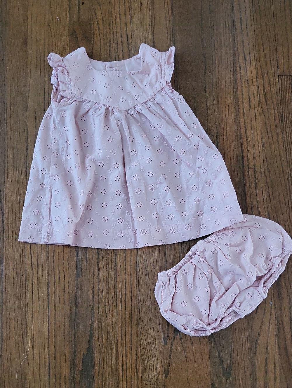 Petit Bateau Light Pink Eyelet Dress with Bloomers